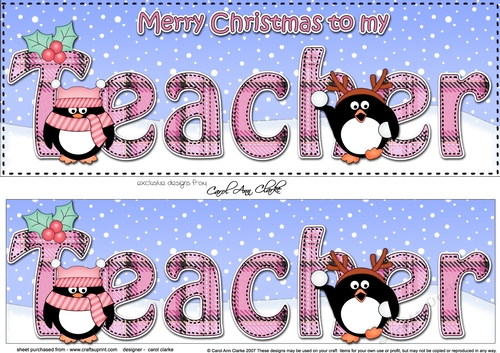 Large DL Merry Christmas TO MY TEACHER 3D decoupage 
