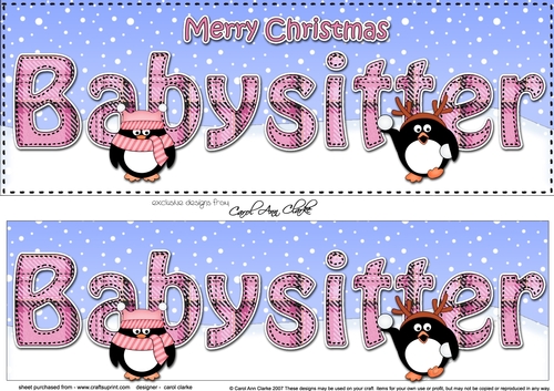 Large DL Merry Christmas BABYSITTER 3D decoupage 