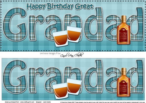 Large DL Happy Birthday GREAT GRANDAD 3D decoupage