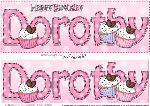 Large DL Happy Birthday DOROTHY 3D decoupage