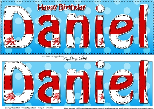 Large DL Happy Birthday DANIEL 3D decoupage