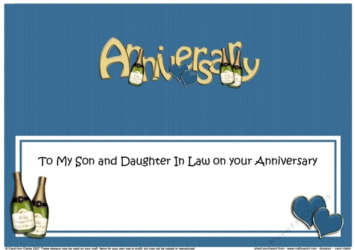 Large DL To My Son and Daughter In Law on your ANNIVERSARY insert