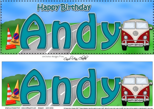 Large DL Happy Birthday ANDY 3D decoupage