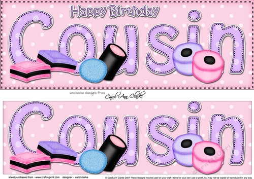 Large DL Happy Birthday COUSIN 3D decoupage