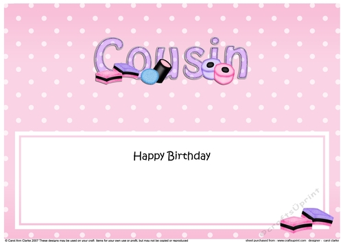 Large DL Happy Birthday COUSIN insert