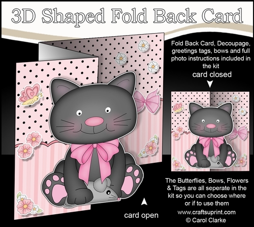 3D Shaped No-Hole Fold Back Mini Kit - Cute Little Cat Sooty