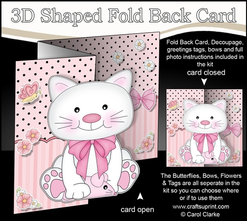 3D Shaped No-Hole Fold Back Mini Kit - Cute Little Cat Bella