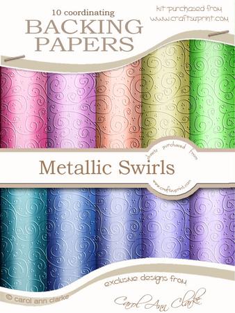 'metallic Swirls Embossed' Backing Papers Kit