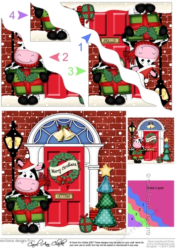 Milly Moo Cow is at the Door - Christmas Wavy Corner Side Stacker
