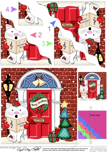 Cute Little Cat is at the Door - Christmas Wavy Corner Side Stacker