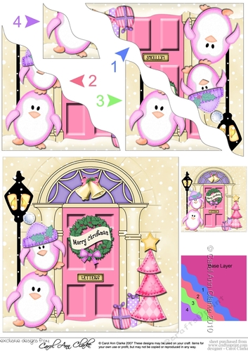 Cute Penguins are at the Door - Christmas Wavy Corner Side Stacker