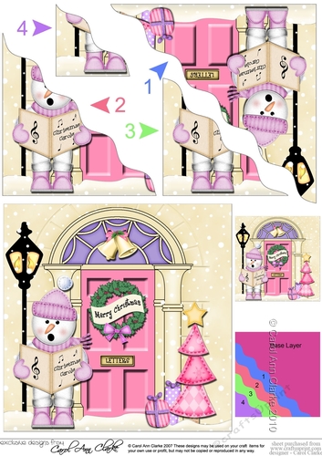 Cute Snowman is at the Door - Christmas Wavy Corner Side Stacker