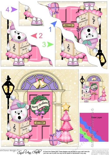 Cute Teddy Tess is at the Door - Christmas Wavy Corner Side Stacker