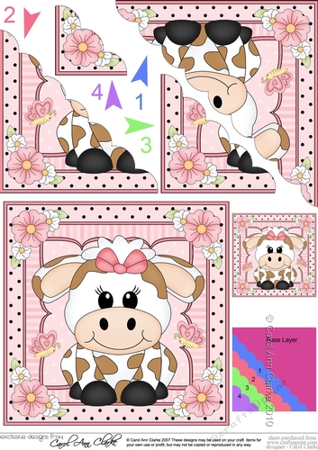 Cute Little Milly Moo Cow Scalloped Corner Stacker