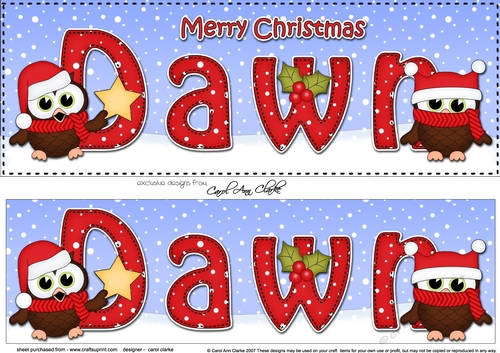 Large DL Merry Christmas DAWN 3D decoupage 
