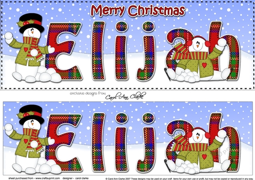 Large DL Merry Christmas ELIJAH 3D decoupage 