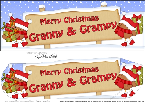 Large DL Merry Christmas GRANNY & GRAMPY 3D decoupage 