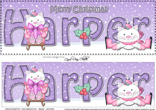 Large DL Merry Christmas HARPER 3D decoupage 
