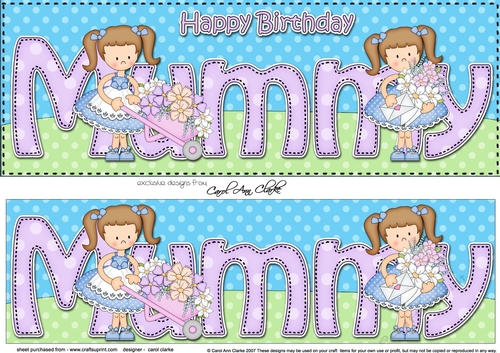 Large DL Happy Birthday MUMMY 3D decoupage