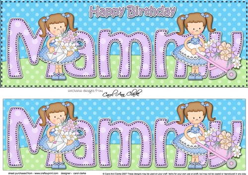 Large DL Happy Birthday MAMMY 3D decoupage