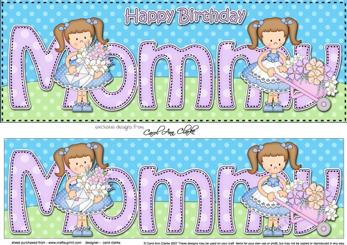 Large DL Happy Birthday MOMMY 3D decoupage