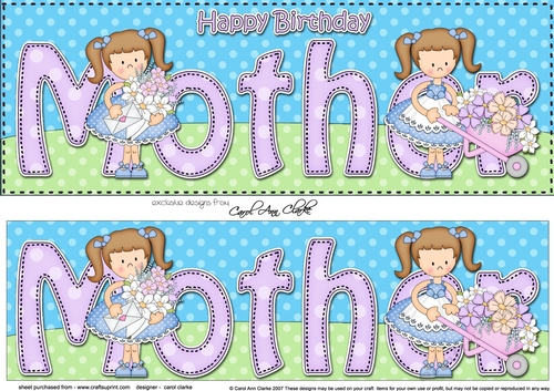 Large DL Happy Birthday MOTHER 3D decoupage