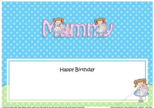 Large DL Happy Birthday MUMMY insert
