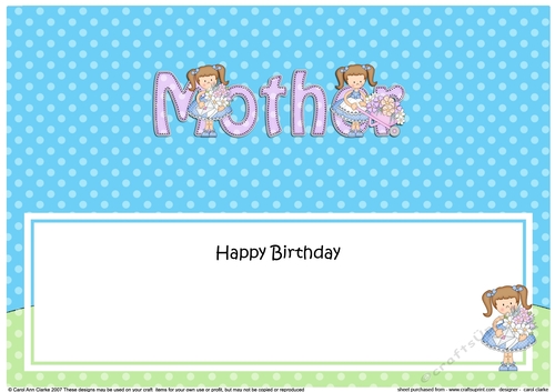 Large DL Happy Birthday MOTHER insert