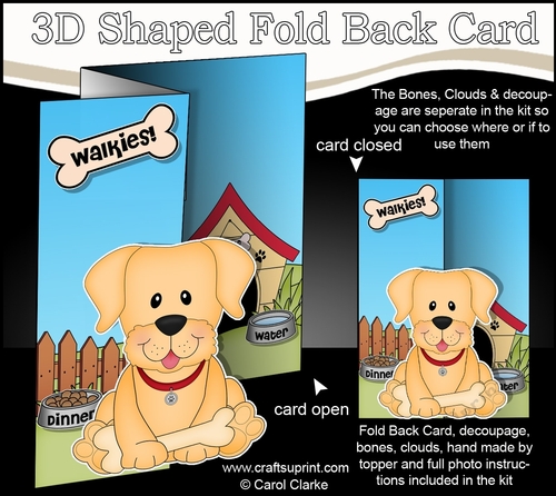 3D Shaped No-Hole Fold Back Mini Kit - Little Golden Labrador Dog Sunny