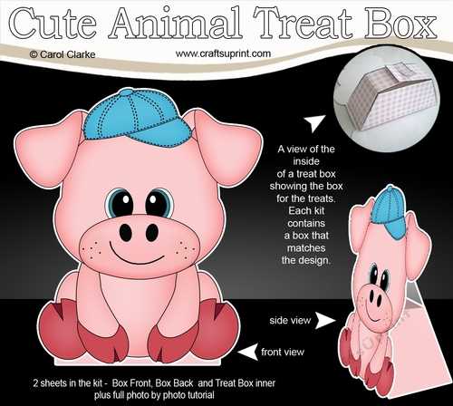 3D Cute Animal Treat Box Gift Set Mini Kit - Cute Little Ziggy Piggy