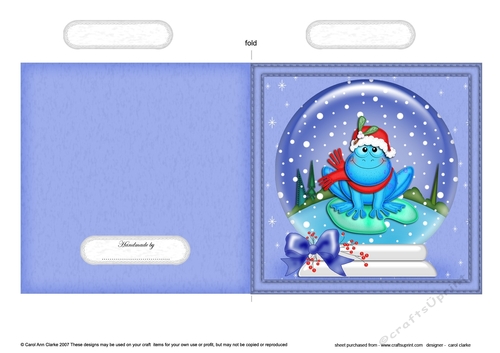 Christmas Snowglobe Quick Cut & Fold Card - Cute Freddy Frog