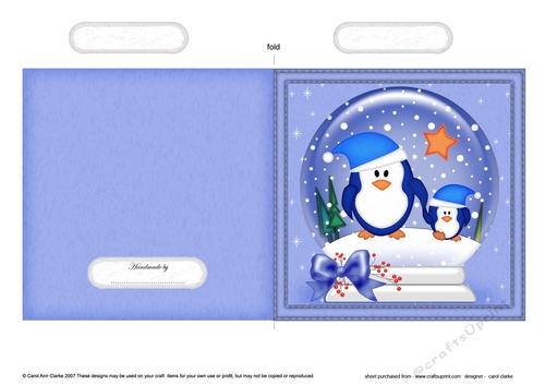 Christmas Snowglobe Quick Cut & Fold Card - Cute Penguins