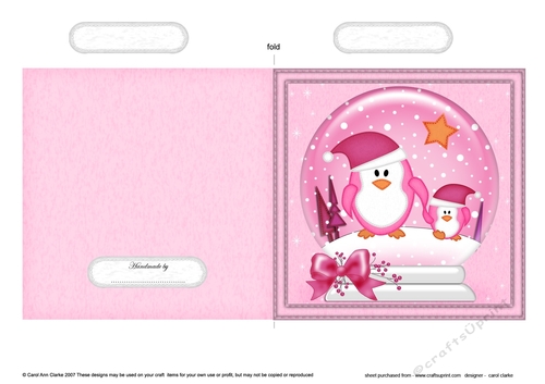 Christmas Snowglobe Quick Cut & Fold Card - Cute Penguins