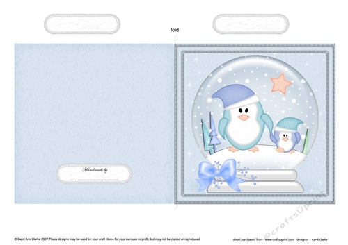 Christmas Snowglobe Quick Cut & Fold Card - Cute Penguins