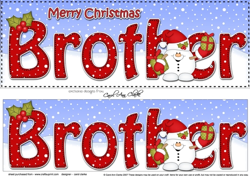 Large DL Merry Christmas BROTHER 3D decoupage 