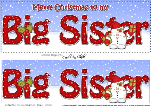 Large DL Merry Christmas BIG SISTER 3D decoupage 