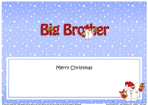 Large DL Merry Christmas BIG BROTHER insert