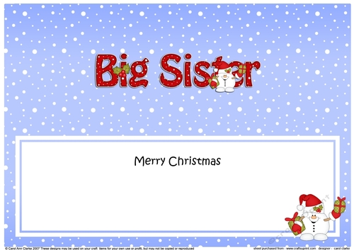 Large DL Merry Christmas BIG SISTER insert