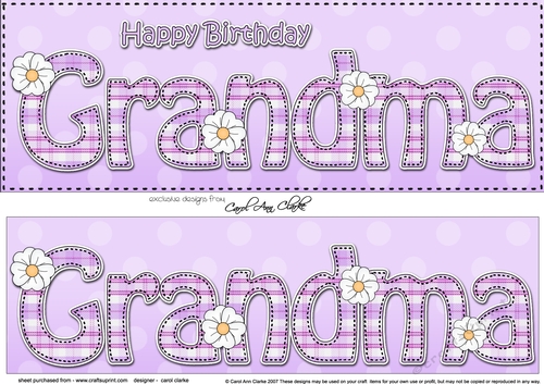 Large DL Happy Birthday GRANDMA 3D decoupage