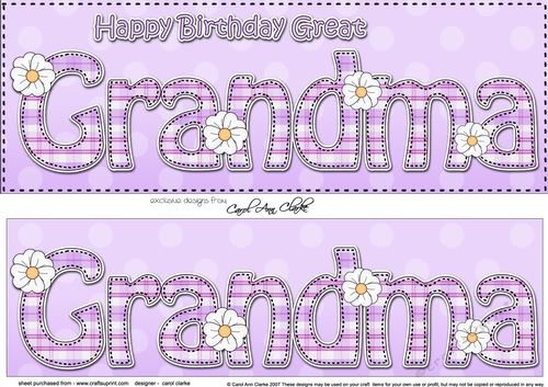 Large DL Happy Birthday GREAT GRANDMA 3D decoupage