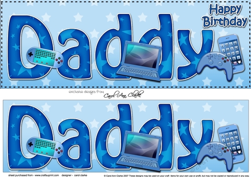 Large DL Happy Birthday DADDY 3D decoupage