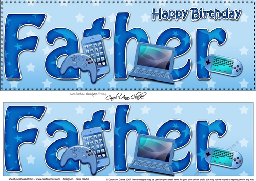 Large DL Happy Birthday FATHER 3D decoupage
