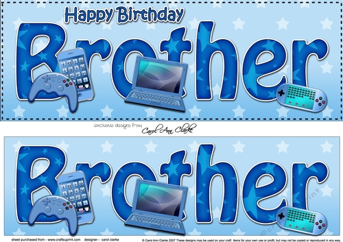 Large DL Happy Birthday BROTHER 3D decoupage