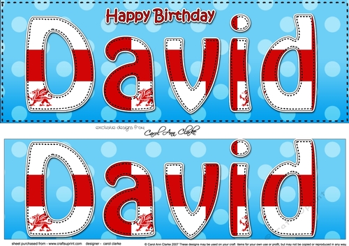 Large DL Happy Birthday DAVID 3D decoupage