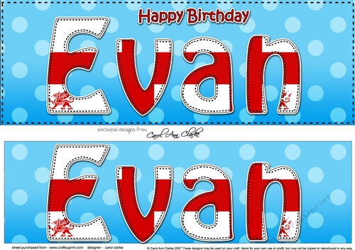 Large DL Happy Birthday EVAN 3D decoupage