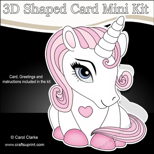 3D Shaped Card Mini Kit - Cute Little Unicorn Sparkle
