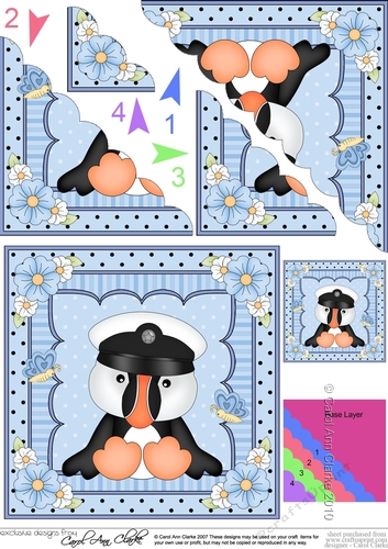 Cute Little Puffin Scalloped Corner Stacker