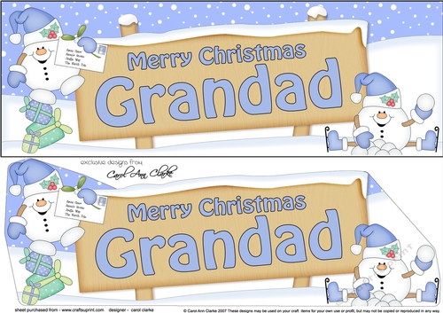 large DL Merry Christmas GRANDAD with Snowball Sam 3D decoupage