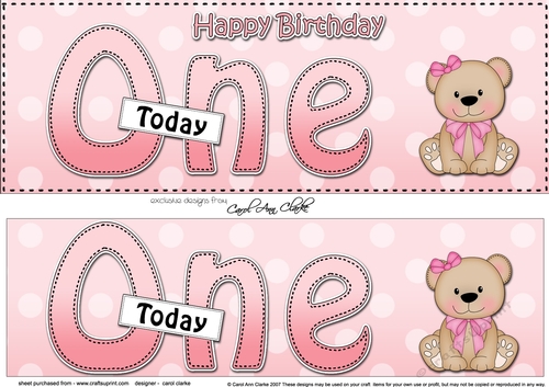 Large DL Happy Birthday ONE TODAY 3D decoupage