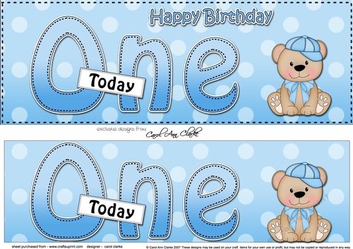 Large DL Happy Birthday ONE TODAY 3D decoupage